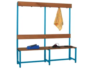 Omkleedbank LxB 1500x400mm Houten Latten Haken Enkelzijdig RAL5012 - 2