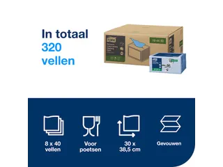 Reinigingsdoek Tork 194450 W8 multifunctioneel gevouwen blauw - 3