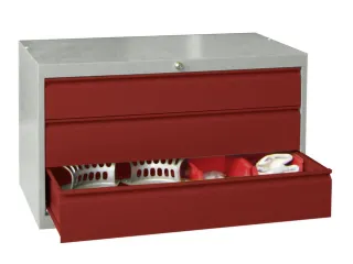 ladekast,HxBxD 600x1023x600mm,3lade(n),cil.slot,RAL7035,front RAL3000 - 2
