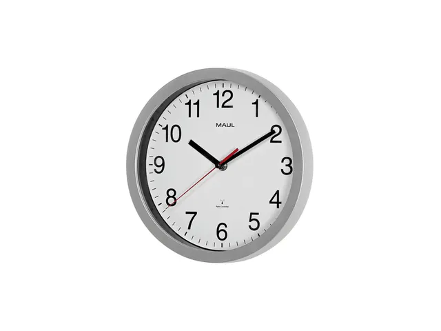 Wandklok MAUL Run RC Ø25x5cm kunststof zilver/wit incl batterij