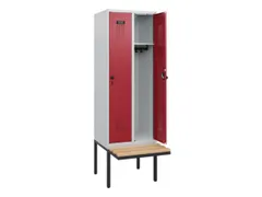 locker met bank,HxBxD 1950x600x815mm,2vak,vak B 300mm,draaigrendel