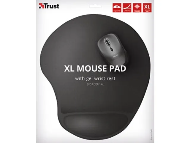 BigFoot XL muismat met gel polssteun, zwart