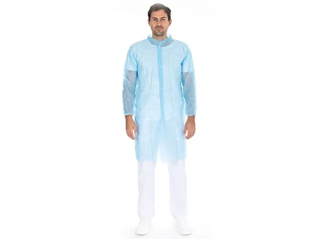 Hygonorm 27436 Bezoekersjassen met drukknopen PP Blauw maat L