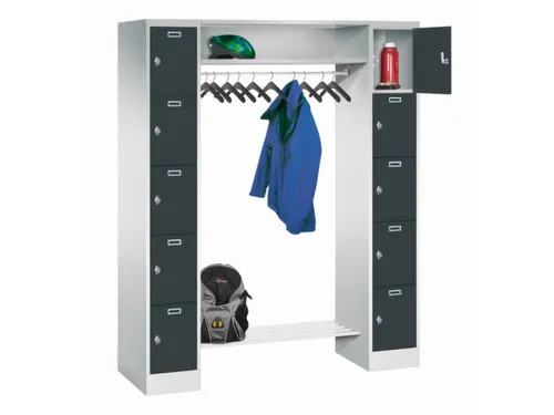 personeelsgarderobe draaigr. 1950x1500x500mm 2x5 vakken 300mm RAL7016