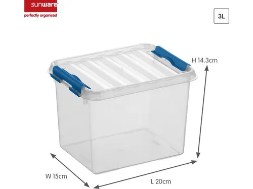 Q-line opbergbox 3L transparant blauw - 20x15x14,3cm