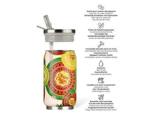 Thermosbeker Les Artistes Paris blik 280ml Chupa Fruit met Rietje