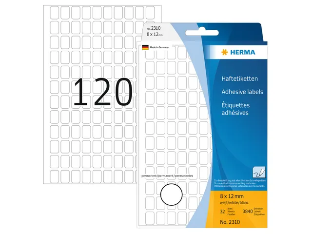 HERMA 2310 Universele etiketten 8x12mm Wit 3840 stuks