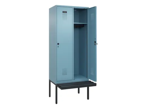 locker met bank,HxBxD 2120x800x815mm,2vak,vak B 400mm,draaigrendel