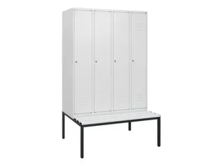 locker met bank,HxBxD 1950x1200x815mm,4vak,vak B 300mm,cil.-slot - 1