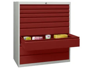 ladekast,HxBxD 1200x1023x600mm,9lade(n),RAL7035,front RAL3000 - 2