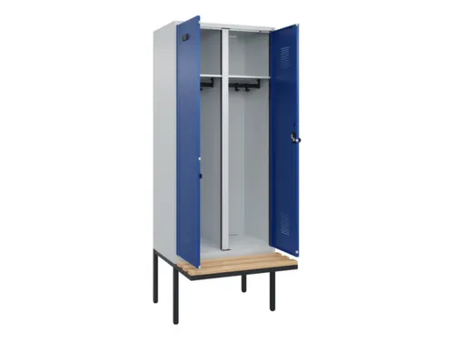 locker met bank,voor scheiding van kleding,HxBxD 2120x800x815mm,2vak