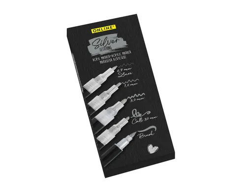 Acrylmarker Online lettering 5 breedtes zilver