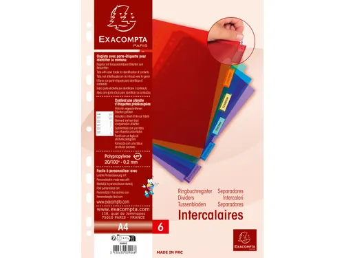 Tabblad Pp Assorti Transparant Venster A4 6-delig 11-gaats Index