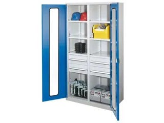 Materiaalkast Scheidingswand 1950x1000x600mm 6legborden 4laden Ral5010 - 1