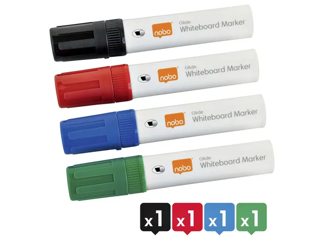 Viltstift Nobo whiteboard Glide schuin assorti 10mm 4st