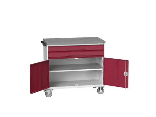 gereedschapswagen 980x1050x600mm linoleum 2 laden+kast RAL7035+RAL3004