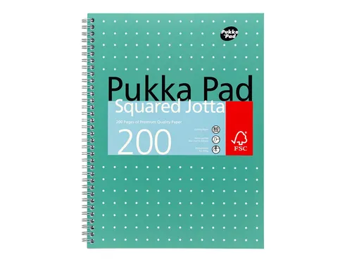 Collegeblok Pukka Pad Jotta A4 ruit 5x5mm 4-gaats 200 pag. 80gr groen