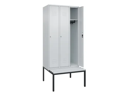 locker met bank,HxBxD 2120x900x815mm,3vak,vak B 300mm,cil.-slot