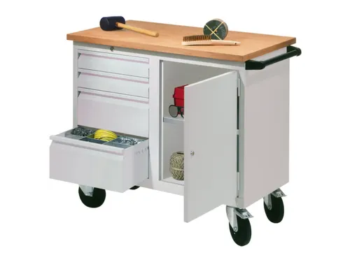 Werkplaatswagen 4 Laden 400kg Staalplaat Ral7035 Front Ral7035
