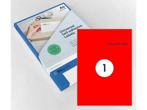 Gekleurde Etiketten 210x297mm A4 Fluor Rood 42324