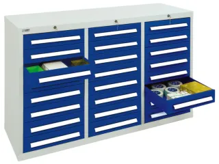 ladekast 900x1490x500mm 24laden vergrendeling RAL7035 RAL5010 - 1