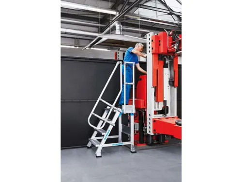 bordestrap,verrijdbaar,bordes H 0,6m,3treden,45° helling,aluminium