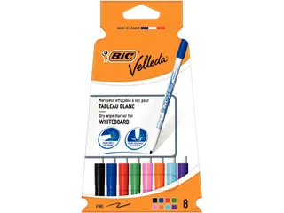 Whiteboardmarker Bic Velleda 1721 rond fijn 1.5mm assorti 8 stuks - 1