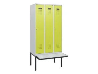 locker met bank,HxBxD 1950x900x815mm,3vak,vak B 300mm,cilinderslot - 2