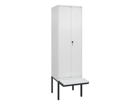 PBM-locker met bank,HxBxD 2120x600x815mm,2vak,vak B 300mm,draaigrendel