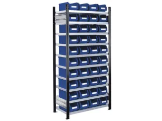 Bakkenstelling 2000x1000x400mm 40bakken PE blauw vakl. 125kg eenzijdig - 2