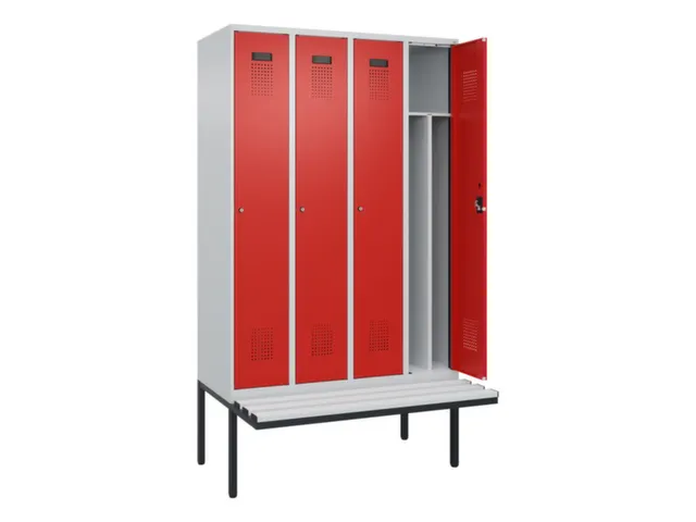 locker met bank,voor scheiding van kleding,HxBxD 2120x1200x815mm,4vak