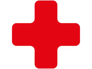 plaksymbool,plus,markering HxB 150x150mm,PVC,rood - 1