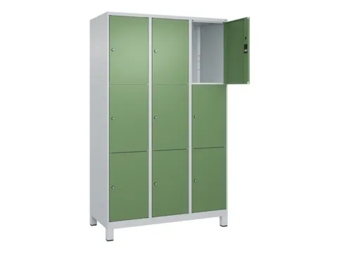 lockerkast,HxBxD 1950x1200x500mm,3x3vakken,vak B 400mm,cil.-slot