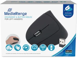 MROS233 MEDIARANGE muis 6knoppen ergonomisch draadloos links zwart - 1