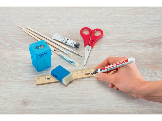 Viltstift edding 400 rond zwart 1mm blister à 4st