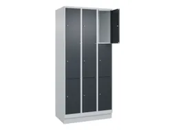 lockerkast,HxBxD 1950x900x500mm,3x3vakken,vak B 300mm,cil.-slot,sokkel