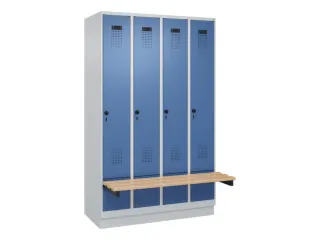 locker met bank,HxBxD 1950x1200x815mm,4vak,vak B 300mm,draaigrendel - 2