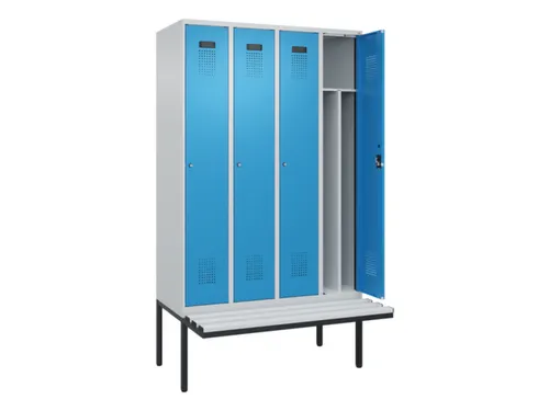 locker met bank,voor scheiding van kleding,HxBxD 2120x1200x815mm,4vak
