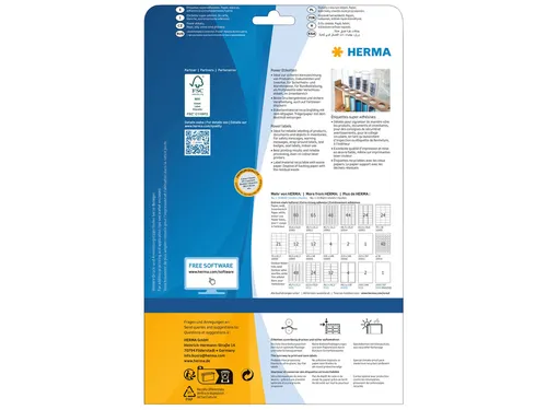 HERMA 10915 Power Etiketten A4 rond 30mm Wit 1200 stuks