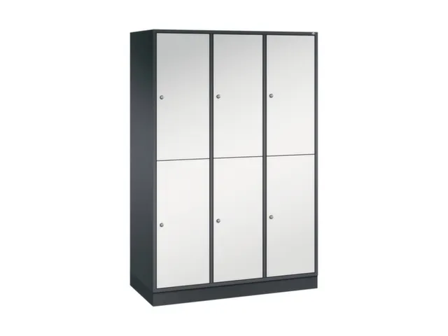 Dubbeldekse garderobekast,RAL 7021/RAL 7035,HxBxD 1950x1220x500mm