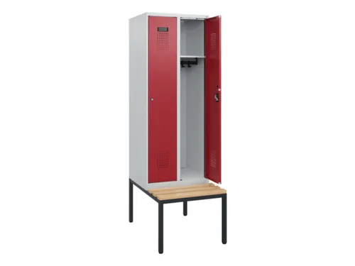 locker met bank,HxBxD 1950x600x815mm,2vak,vak B 300mm,cilinderslot