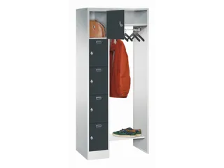 personeelsgarderobe draaigr. 1950x750x500mm 1x5 vakken 300mm RAL7016 - 1