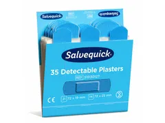 Salvequick Blue Detectable, 35 pleisters op kaart (72x19mm en 72x25mm)