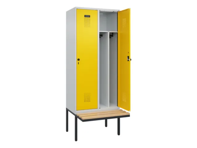 locker met bank,voor scheiding van kleding,HxBxD 2120x800x815mm,2vak