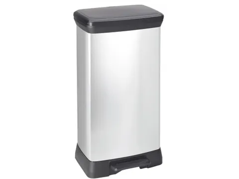 Rechthoekige pedaalemmer Decobin 50 Liter Zilver