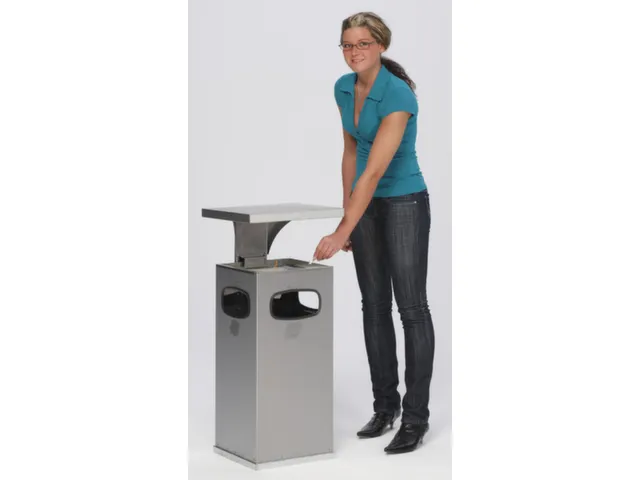 Combi-asbak 38 liter hxbxd 910x395x395mm overkapping 3 openingen RVS
