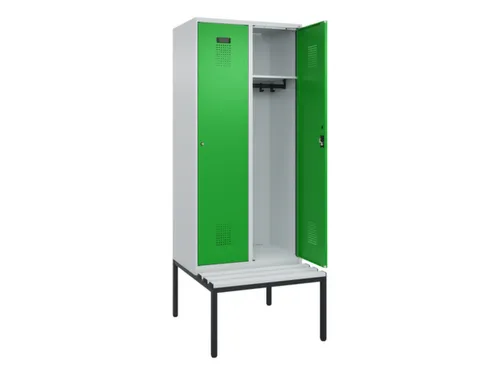 locker met bank,HxBxD 2120x800x815mm,2vak,vak B 400mm,cilinderslot