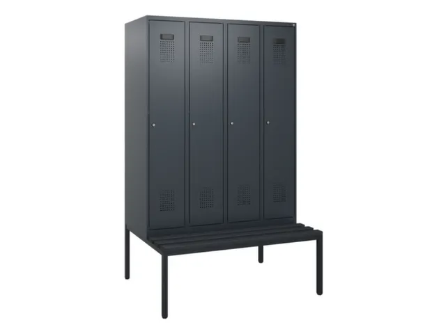 locker met bank,HxBxD 1950x1200x815mm,4vak,vak B 300mm,cilinderslot