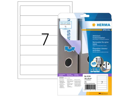 HERMA 10155 Rugetiket smal 192x38mm Verwijderbaar Wit 175 stuks