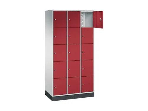 lockerkast,RAL 7035/RAL 3003,HxBxD 1950x920x500mm,3x5vakken,cil.-slot